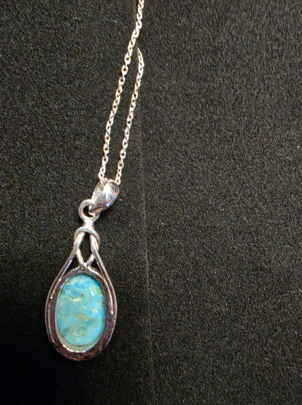 Sterling Silver Turquoise Teardrop Pendant Necklace - Blue